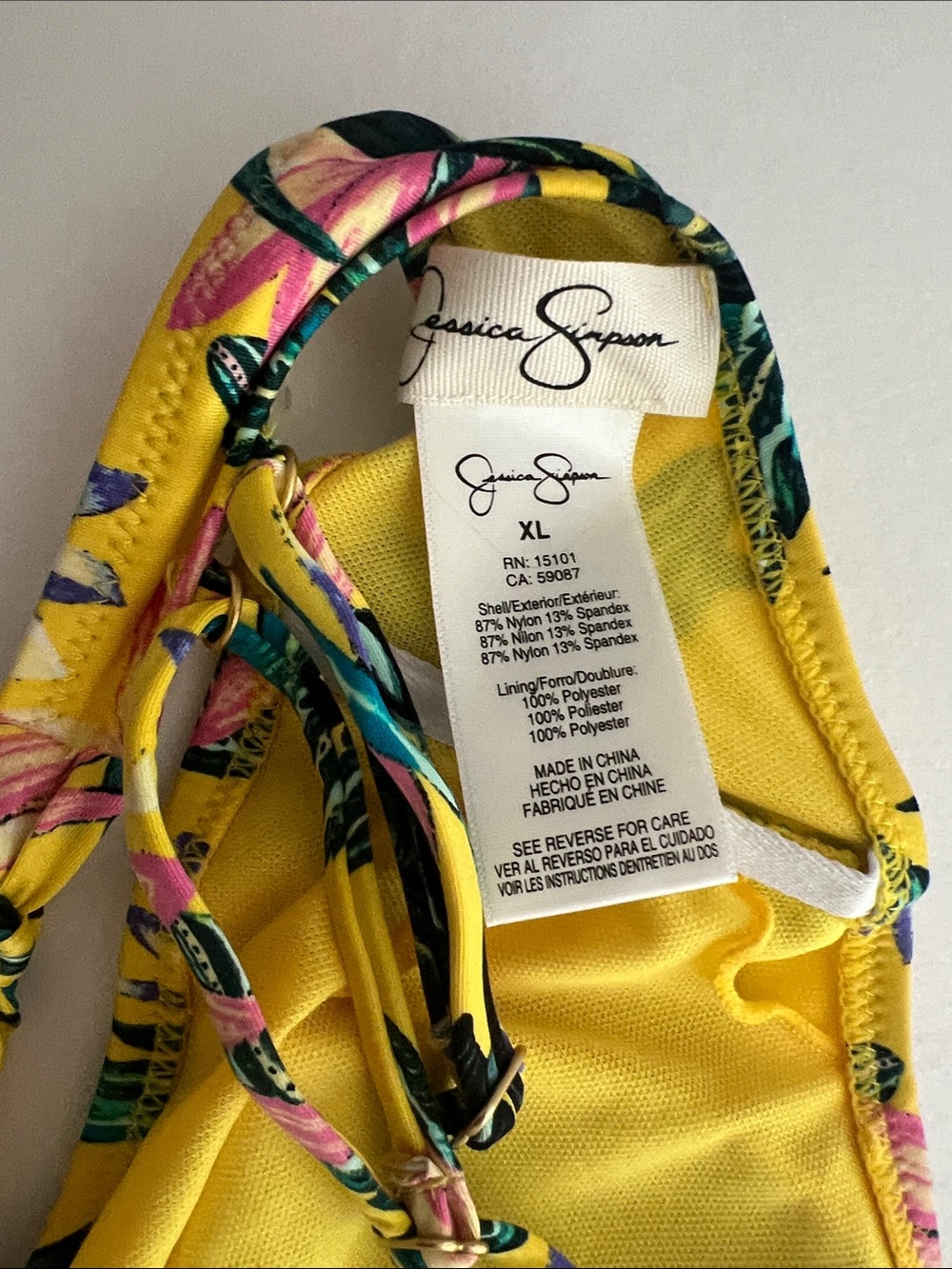 Jessica Simpson Yellow Tropical Floral Bikini Top - Picture 3 of 3